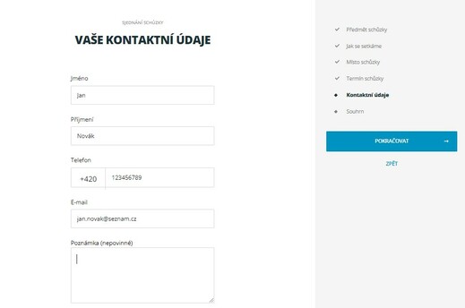 Vyplňte své kontaktní informace, jen jméno, e-mail a telefon